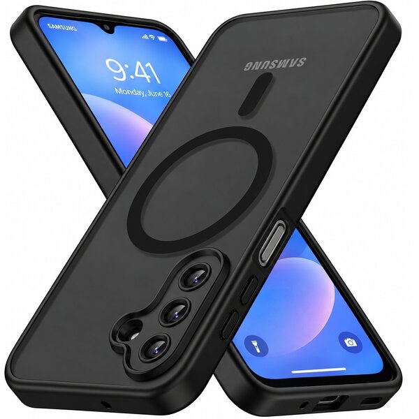 Ntech Ntech Hoesje Geschikt voor Samsung Galaxy A17 / A18 Hoesje Zwart voor MagSafe – Shockproof Back Cover – Camera- en Lensbescherming – Beschermhoes
