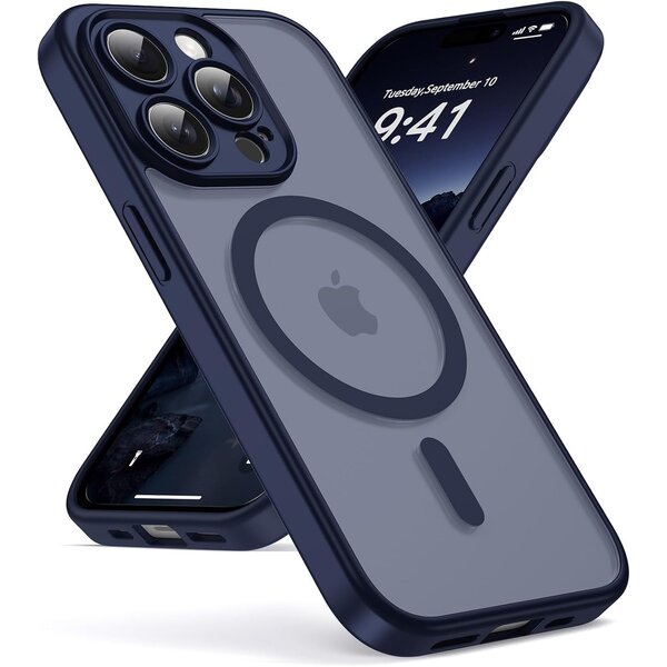 Ntech Ntech Hoesje Geschikt voor iPhone 14 Pro Hoesje Navy voor MagSafe – Shockproof Back Cover – Camera- en Lensbescherming – Beschermhoes