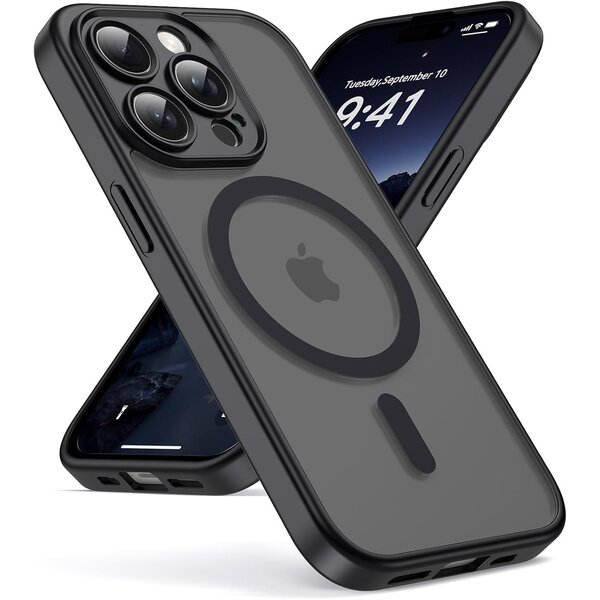 Ntech Ntech Hoesje Geschikt voor iPhone 14 Pro Hoesje Zwart voor MagSafe – Shockproof Back Cover – Camera- en Lensbescherming – Beschermhoes