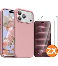 Ntech Hoesje geschikt voor iPhone 17 Pro Max / 18 Pro Max siliconen hoesje Pink Sand