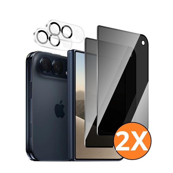 Ntech Privacy Screenprotector Geschikt voor iPhone Duo Privacy Protector 2X + 2X Camera Lens Protector – Complete Bescherming voor Scherm en Camera