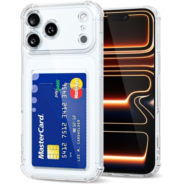 Ntech Ntech Hoesje geschikt voor iPhone 18 Pro / 17 Pro  - Pasjeshouder - Transparant - met Kaarthouder - Hard Case - iPhone 17 pro / 18 Pro hoesje transparant hoes