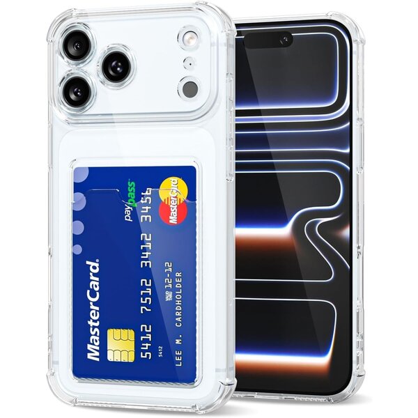 Ntech Ntech Hoesje geschikt voor iPhone 18 Pro Max / 17 Pro Max  - Pasjeshouder - Transparant - met Kaarthouder - Hard Case - iPhone 17 pro Max / 18 Pro Max hoesje transparant hoes