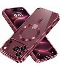 Ntech Hoesje Geschikt  iPhone 18 Pro Hoesje – Transparant/ Burgundy