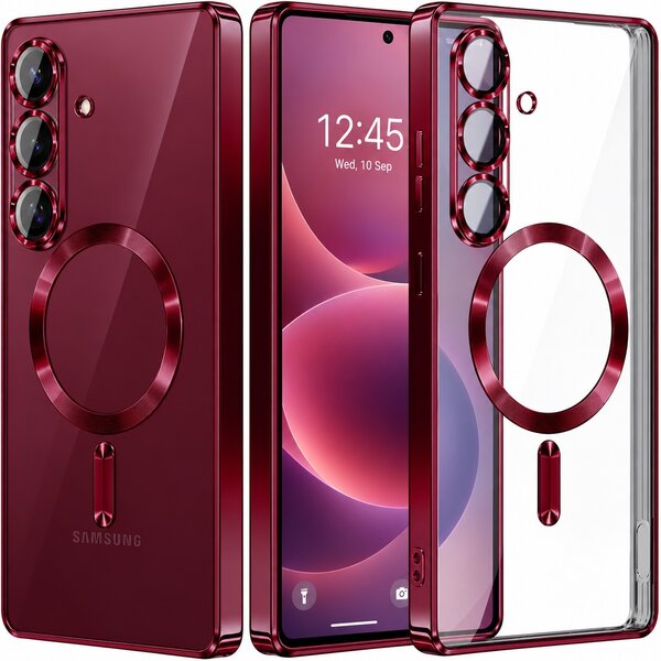 Ntech Hoesje Geschikt voor Samsung Galaxy A18 Hoesje Burgundy Rood - Geschikt voor MagSafe – Siliconen Back Cover – Schokbestendig  Galaxy A17  Telefoonhoesje – Dunne Beschermhoes