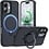 Ntech Ntech Carbon MagSafe Hoesje Geschikt voor iPhone 17 backcover met Ringstandaard Zwart