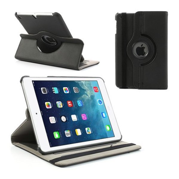 Merkloos Apple iPad Mini / Mini 2 Case, 360 graden draaibare Hoes, Cover Zwart