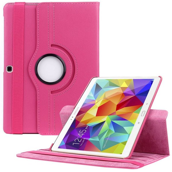 Merkloos Samsung Galaxy Tab S 10.5 inch T800 / T805 Tablet hoesje met 360° Draaibaar Roze Pink