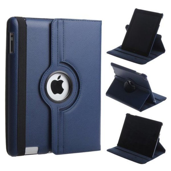 Merkloos 360 graden Protect cover case voor iPad 2 / 3 / 4 Donker Blauw