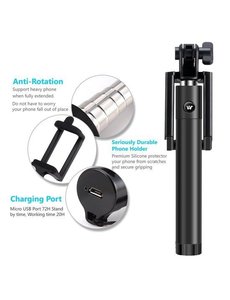 Merkloos Mini Foldable bluetooth Selfie Stick met knop in het handvat voor uw iPhone 6 Plus / 6S Plus / Bluetooth Afstandsbediening