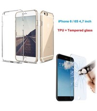  Apple iPhone 6 / 6S (4.7 inch) Ultra Dun Gel silicone back hoesje + gratis Glazen Tempered glass / screenprotector - Ntech