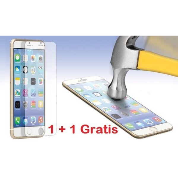 Merkloos 2 Stuks - iPhone 6 / 6S Glazen tempered glass / Screenprotector  (0.3mm) - Ntech