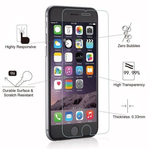 Merkloos Glazen Screenprotector Tempered Glass  (0.3mm) voor iPhone 6 plus