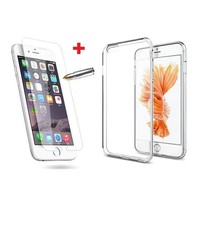 Merkloos Nieuwe iPhone 6 / 6S (4.7 inch) Transparant Gel Ultra Dun TPU case + gratis Screenprotector / Tempered Glass