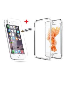 Merkloos Nieuwe iPhone 6 / 6S (4.7 inch) Transparant Gel Ultra Dun TPU case + gratis Screenprotector / Tempered Glass