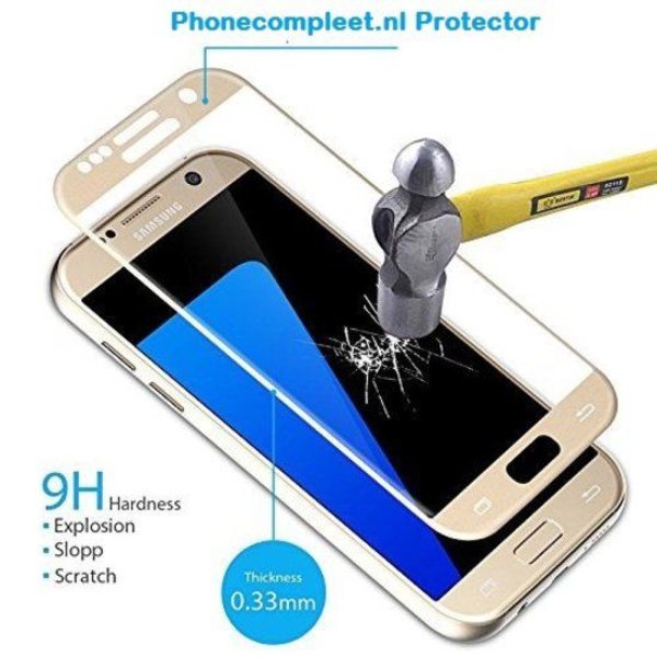 Merkloos Samsung Galaxy S7 full cover Screenprotector / tempered glass Goud