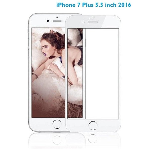 Merkloos iPhone 8 Plus / 7 Plus 5.5 inch Anti-Scratch Full Screen Coverage Tempered Glass - Wit