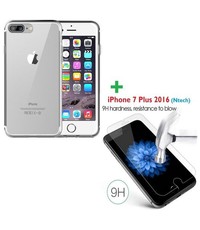 Merkloos iPhone 8+ / 7+ 5.5 inch tempered glass / Screenprotector met Gratis Transparant silicone naked skin tpu hoesje