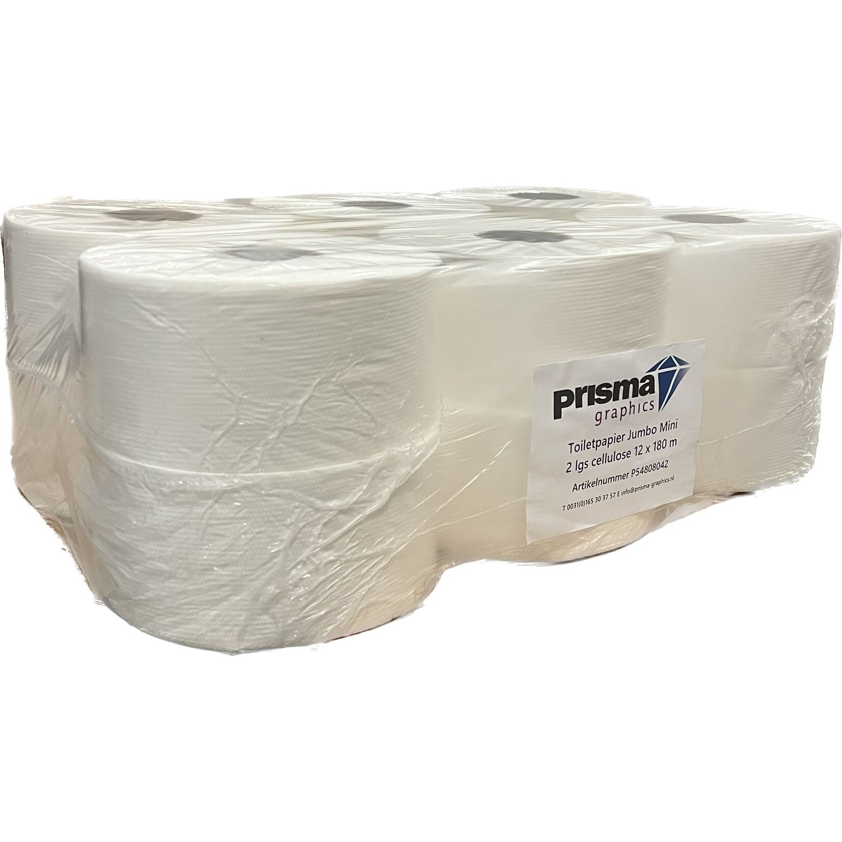 Prisma Graphics Mini Jumbo toiletpapier rollen wit 2-laags (12)