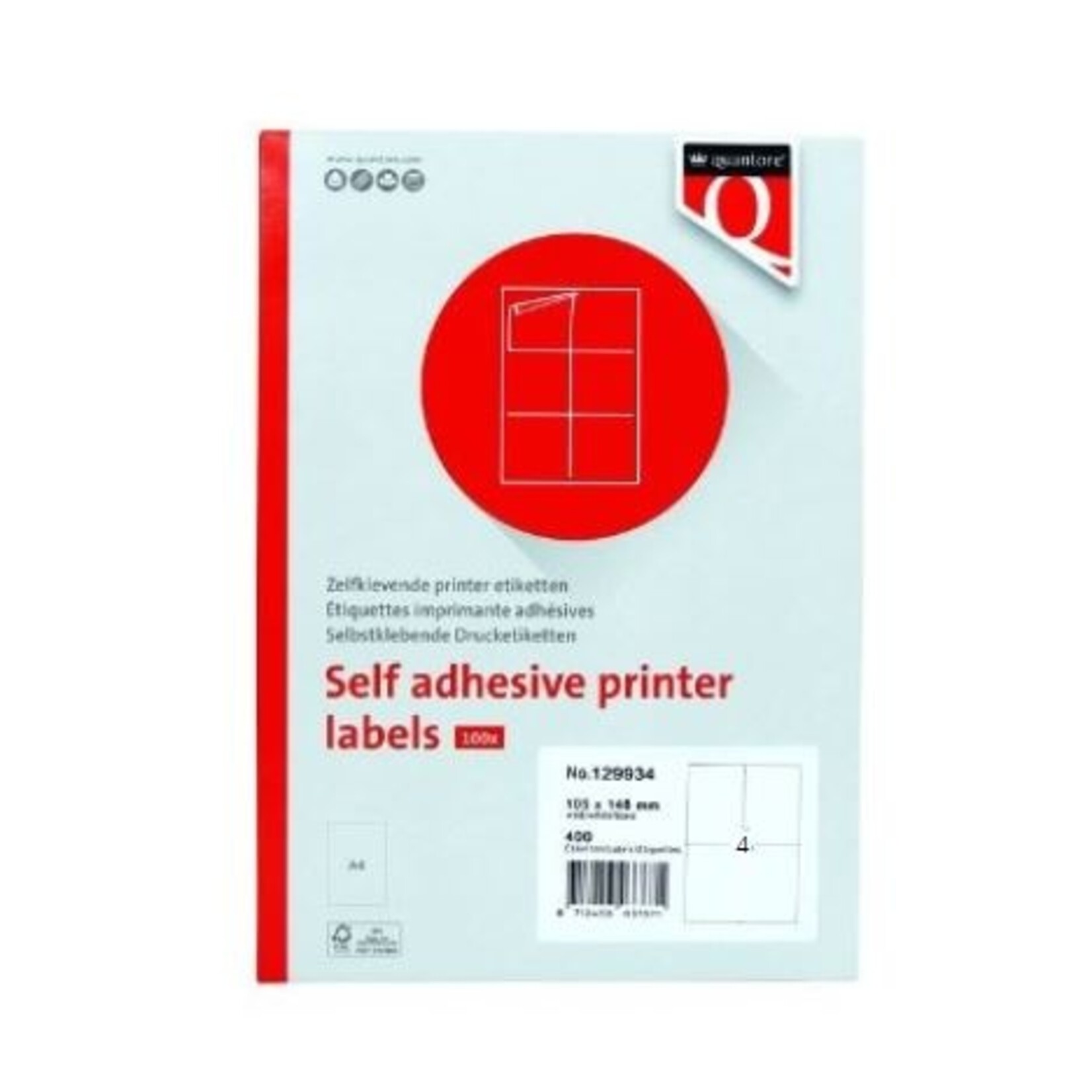 Etiket Quantore 105 x 148 mm 4 per vel (100 vellen)