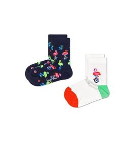 Happy Socks 2-pack kindersokken met flamingo's