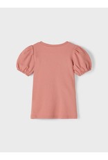 Name It Roze bio katoenen t-shirt met pofmouwen