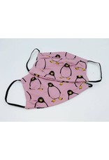 Danefae 2-pack roze kind mondmaskers met pinguins