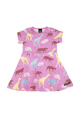 Villervalla Roze zwier kleedje met giraffen en panters