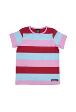 Villervalla Zachte t-shirt met rode, roze en blauwe strepen