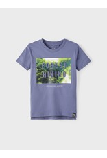 Name It Blauwe t-shirt met 3D letters "Forest Hiking"