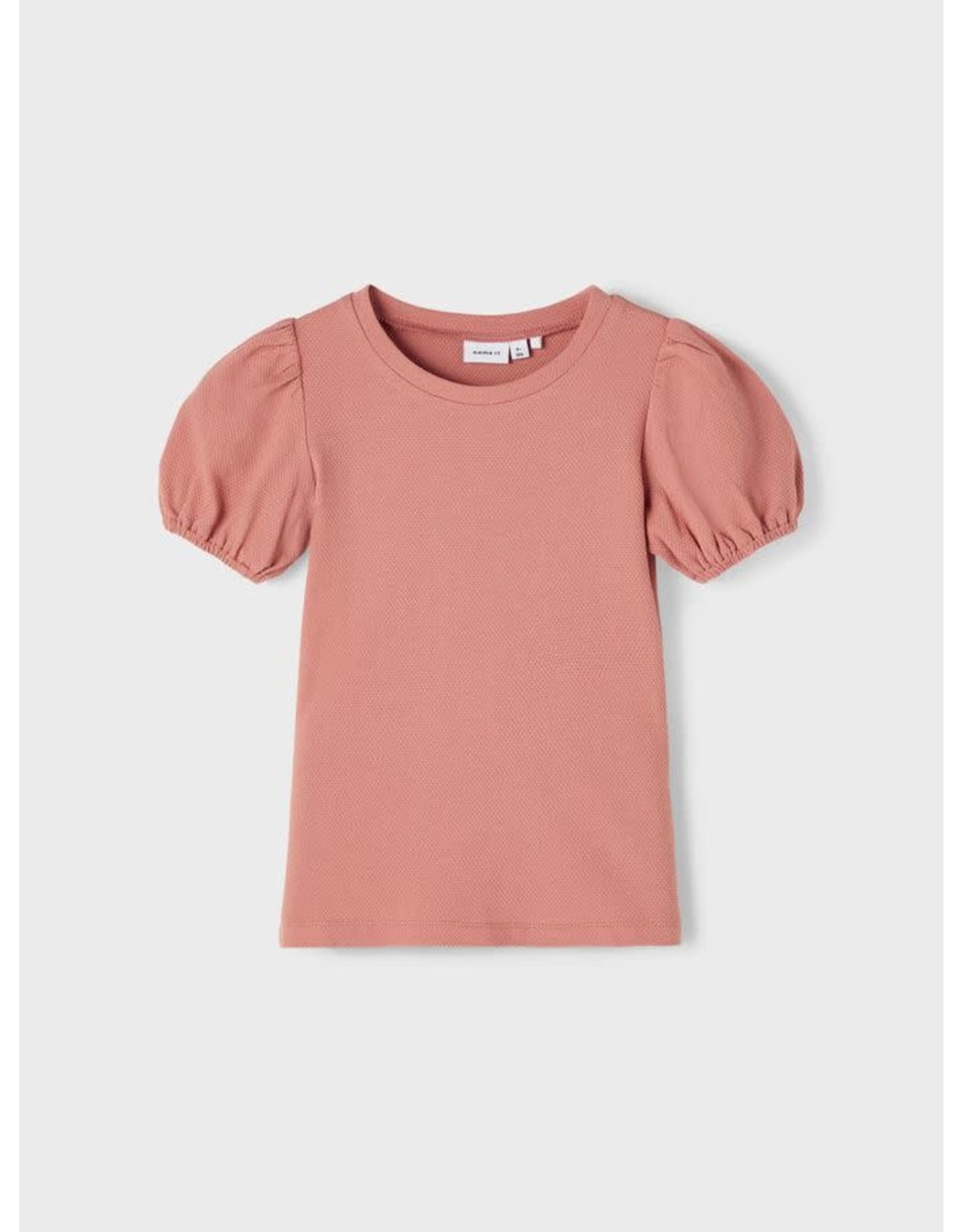 Name It Roze bio katoenen t-shirt met pofmouwen