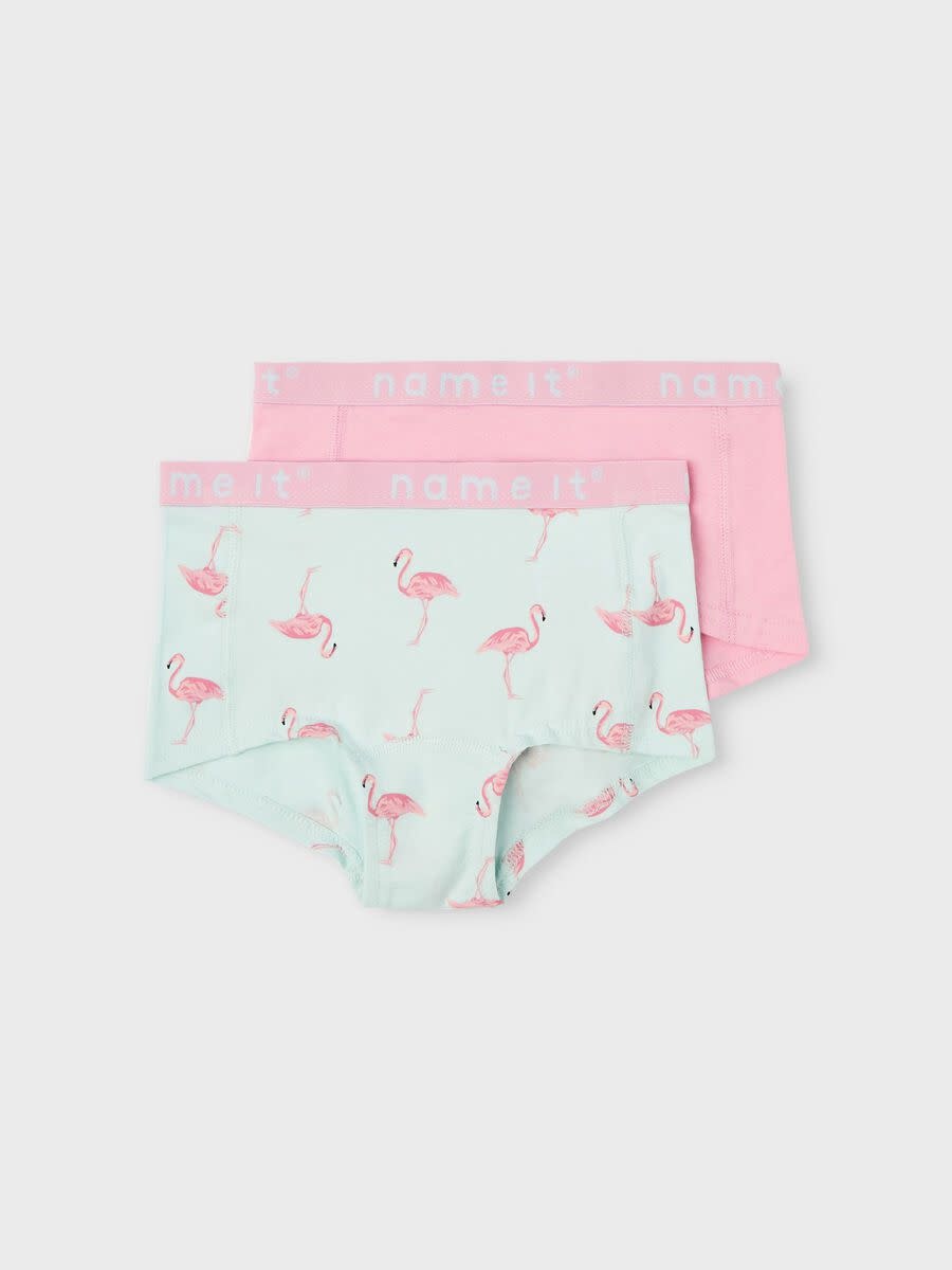 2-pack onderbroeken (flamingo + effen roze) van Name It | hejsan.be -  Hejsan Hoppsan