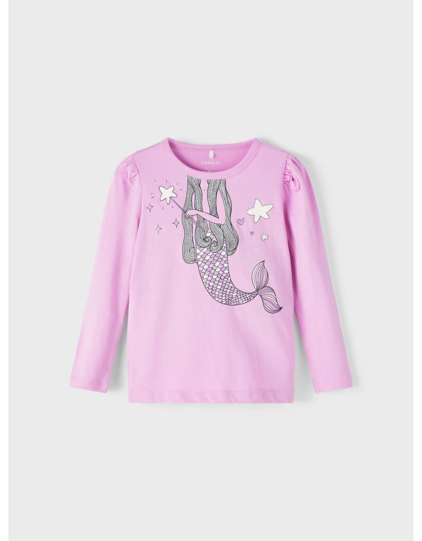 Name It Roze t-shirt met glitter zeemeermin