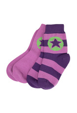 Villervalla 2-pack paarse sokken (1 effen en 1 streepjes)