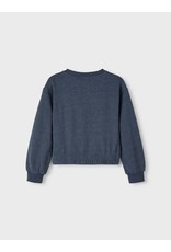 Name It Blauwgrijze korte sweater trui met elastiek onderaan