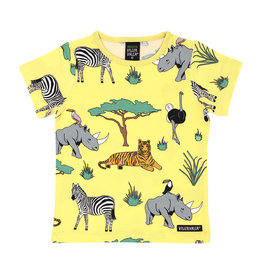 Villervalla Gele t-shirt met verschillende safari dieren
