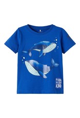 Name It Felle blauwe t-shirt met walvissen