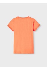 Name It Koraalkleurige t-shirt met geborduurde details