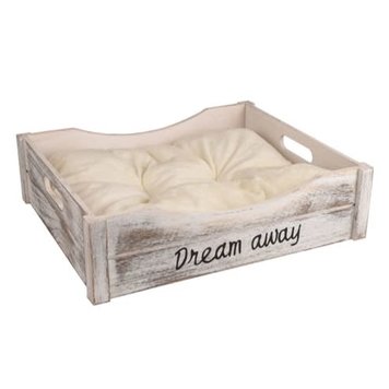 Flamingo *Mand Clio Hout Kussentje Creme 45*38*12 cm