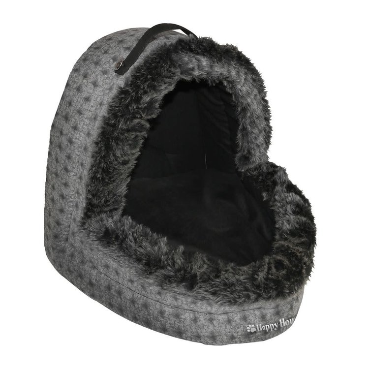 Happy-House xWiegje met velours kussen - zwart/grijs - 38x41x36 cm