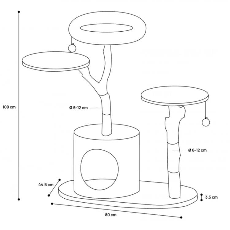 Flamingo Krabpaal Hina Wit 80*45*100 cm