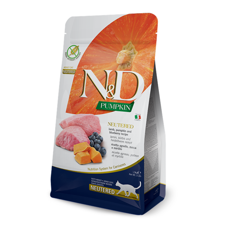 Farmina N&D PUMPKIN Kat Adult Gecasteerd Lam, Pompoen & Bosbes
