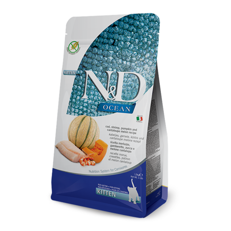 Farmina N&D OCEAN Cat Kitten Cod, Shrimp, Pumpkin & Melon