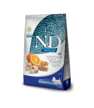 Farmina N&D OCEAN Adult Kabeljauw, Spelt, Haver & Sinaasappel Mini