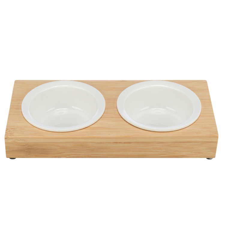 Trixie Voer-/Waterbak Bamboe/Keramiek 2*0,25 l/30*5*14 cm