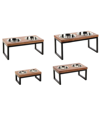 Flamingo Voer-/Waterbak Metaal/Hout/RVS