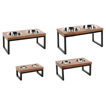 Flamingo Voer-/Waterbak Metaal/Hout/RVS