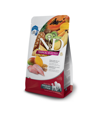 Farmina N&D TROPICAL Adult Kip, Spelt, Haver & Tropisch Fruit Medium/Maxi