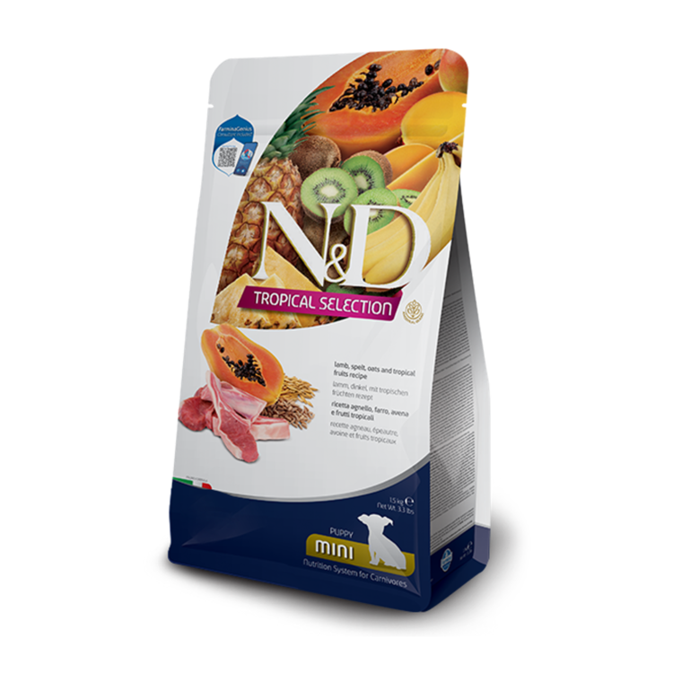 Farmina N&D TROPICAL Puppy Lamb, Spelt, Oats & Tropical Fruits Mini
