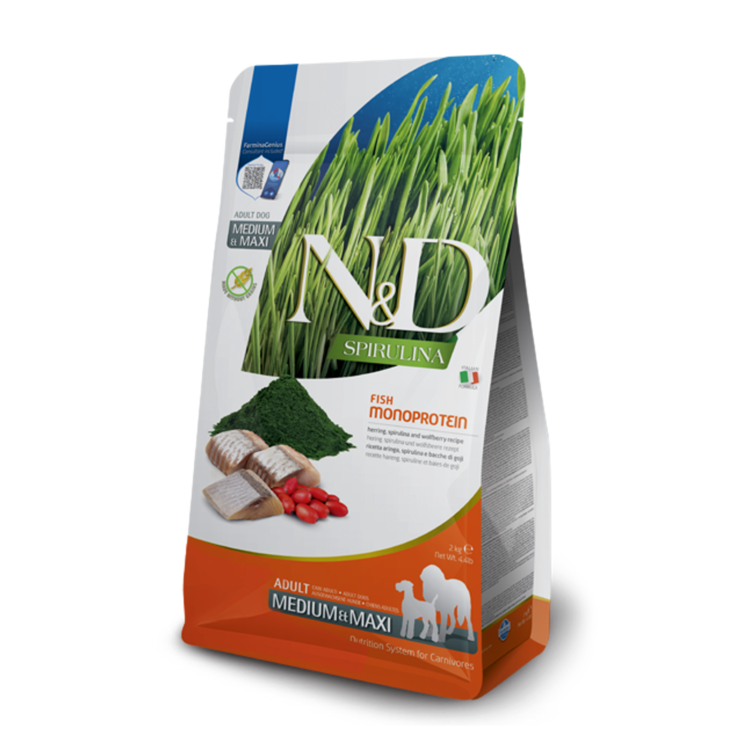 Farmina N&D SPIRULINA Adult Herring, Spirulina & Goji Berries Medium/Maxi